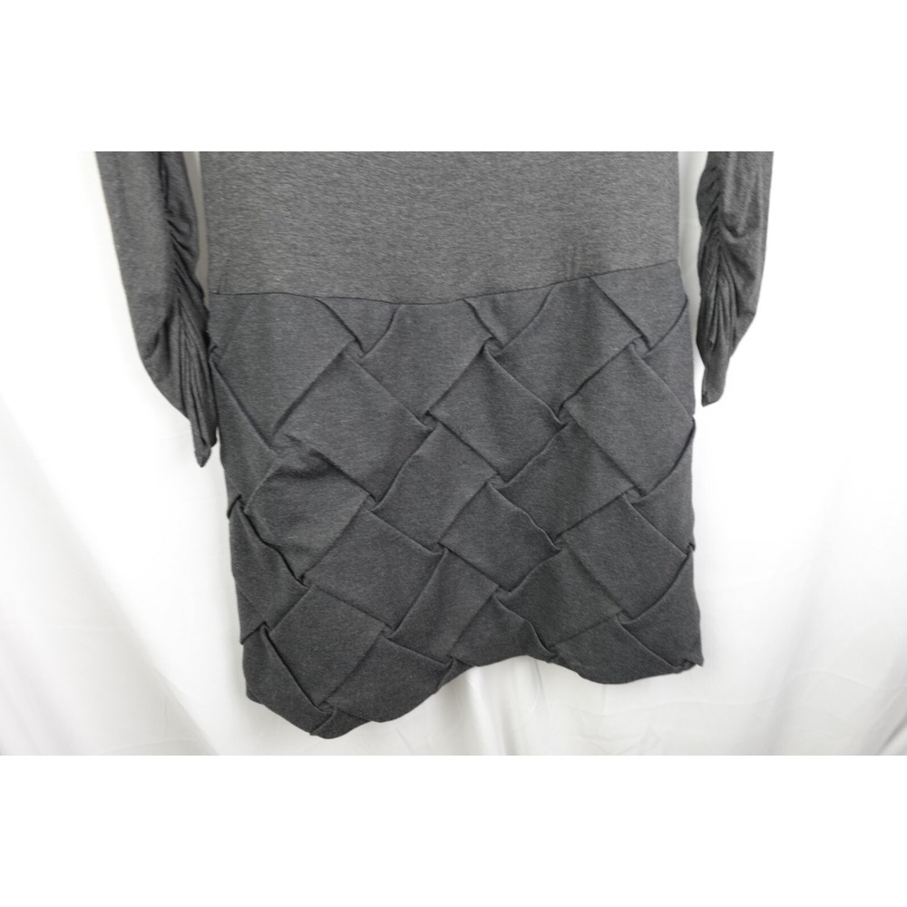 Bailey 44 Charcoal Ruched Sleeve Quilted Hem Sweater Dress M - Picture 3 of 7